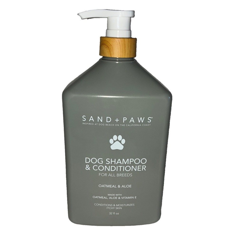 Sand + Paws Dog Shampoo And Conditioner Oatmeal & Aloe Itchy Skin 32 Oz